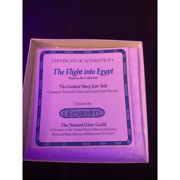 Glassmasters STAINED GLASS & PEWTER- The Flight Into Egypt - Christmas Ornaments - Picture 4 of 5